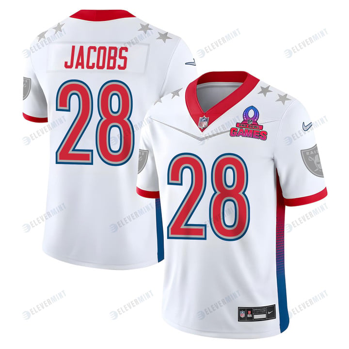 Josh Jacobs 28 Las Vegas Raiders Pro Bowl 2023 Patch Men Jersey - White